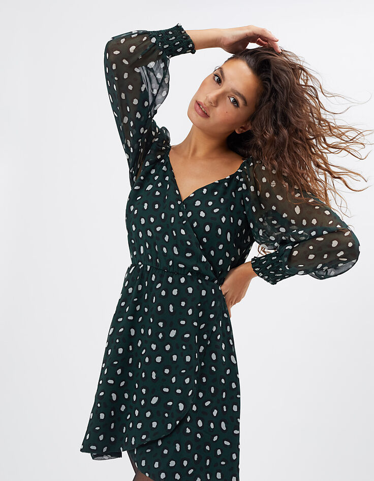 Robe vert pinegreen imprimé léopard I.Code-1
