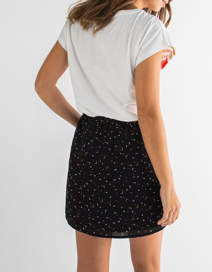 I.Code black arty minimalist print skirt-2