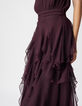 Samtiges burgunderfarbenes langes Kleid mit R&uuml;schen Damen-5