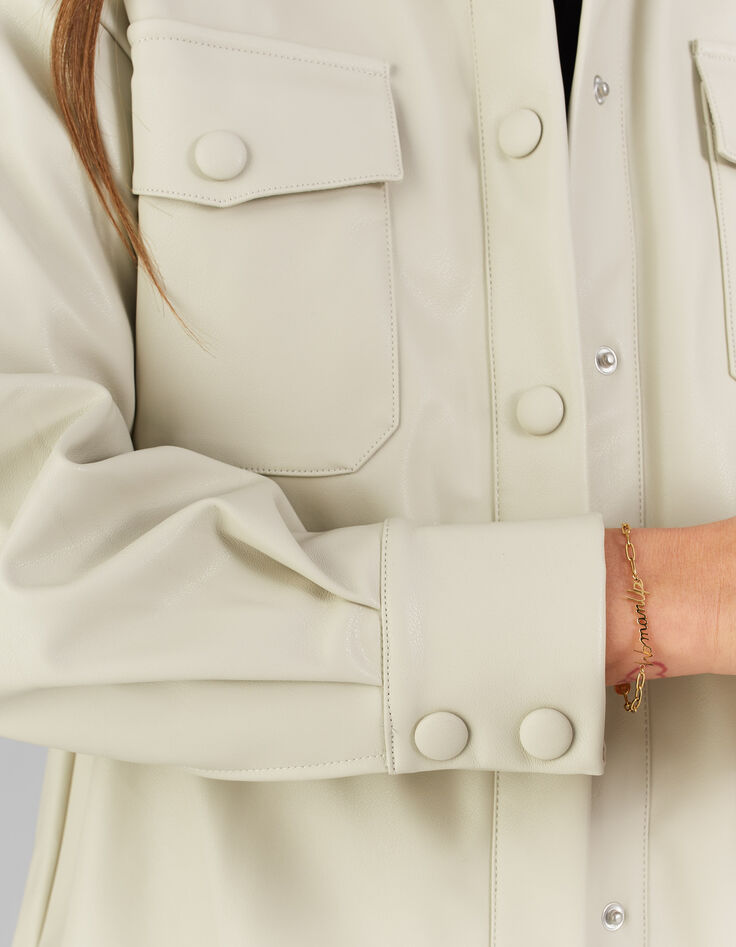 I.Code ecru synthetic fabric overshirt-2
