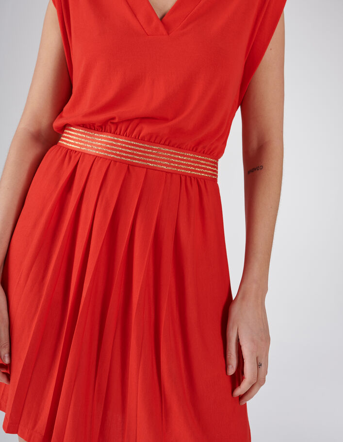 Aprikosefarbenes Kleid mit Lurex-Streifen I.Code - I.CODE