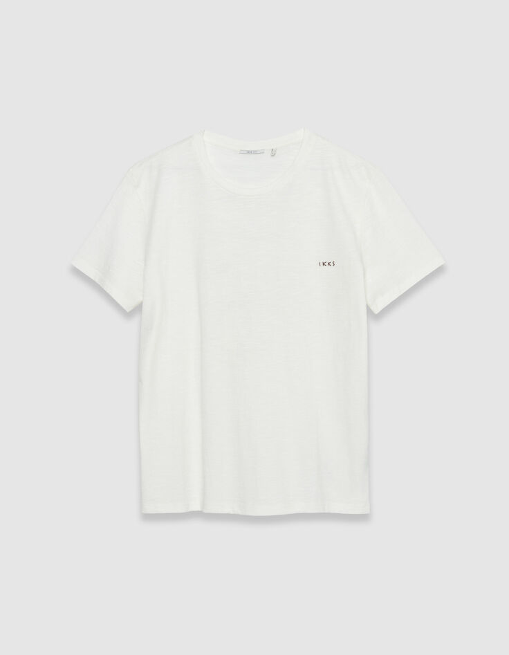 Wei&szlig;es Flamm-T-Shirt Stickerei vorne/hinten-6