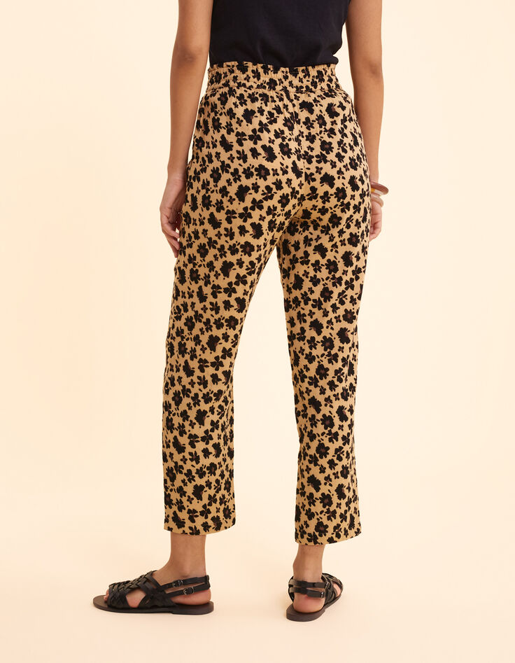 Beige broek bloemen-luipaardprint I.Code-5