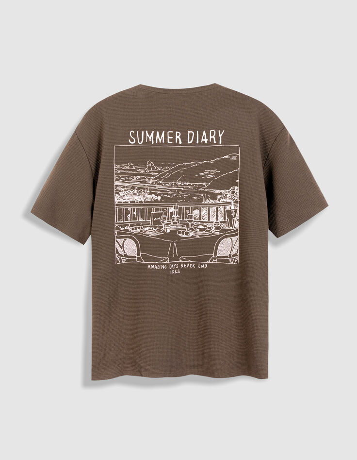 Khaki T-Shirt Wabenmuster R&uuml;ckseite-6