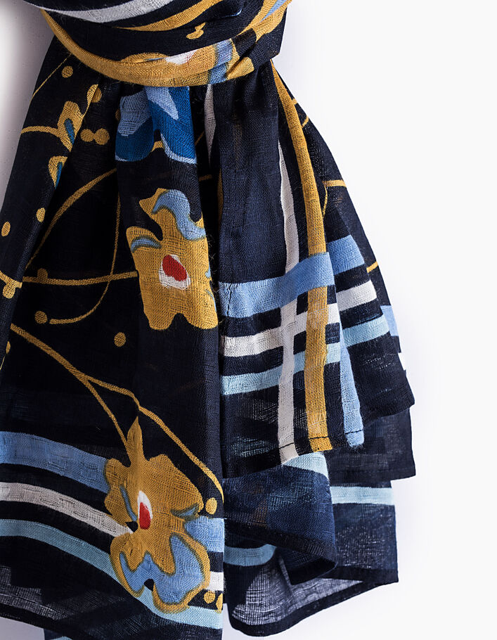 Blauer Schal mit Tupfen und Blumen Girl Positive I.Code - I.CODE