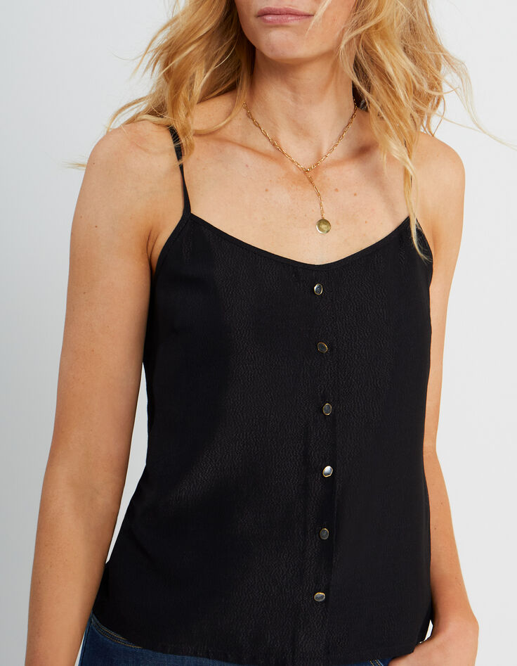 Top noir esprit lingerie décor boutons I.Code-3