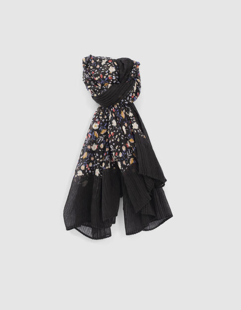 Vierkante zwarte plissé-sjaal kleurige luipaard-bloemen