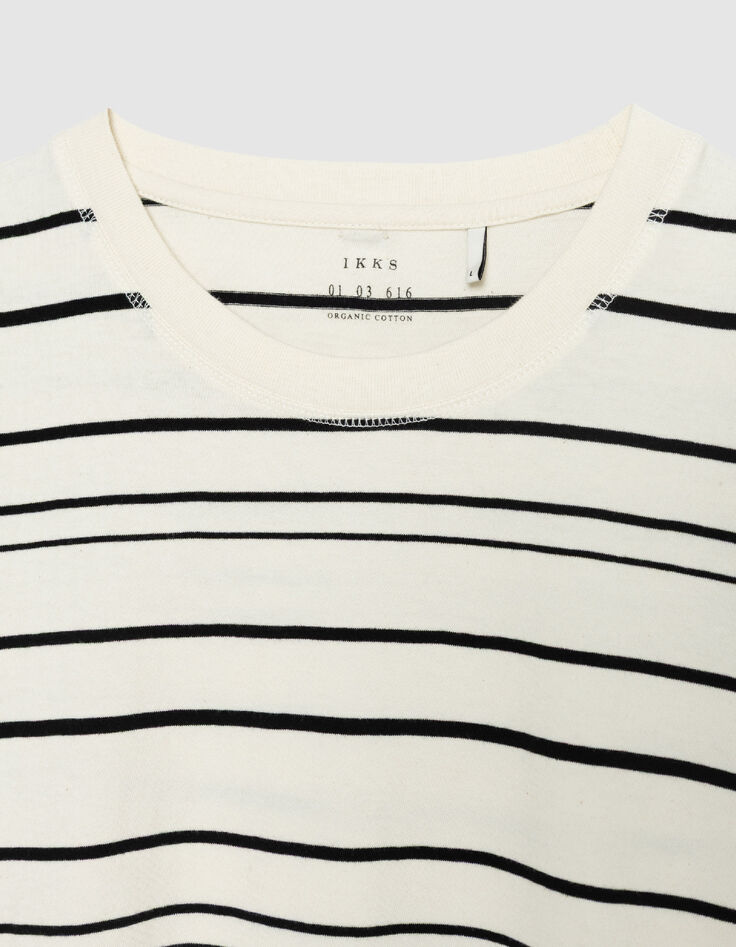 Wei&szlig;es Herren-T-Shirt mit schwarzem Streifendesign-5