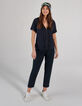 Marine top in twee materialen met rits I.Code-7