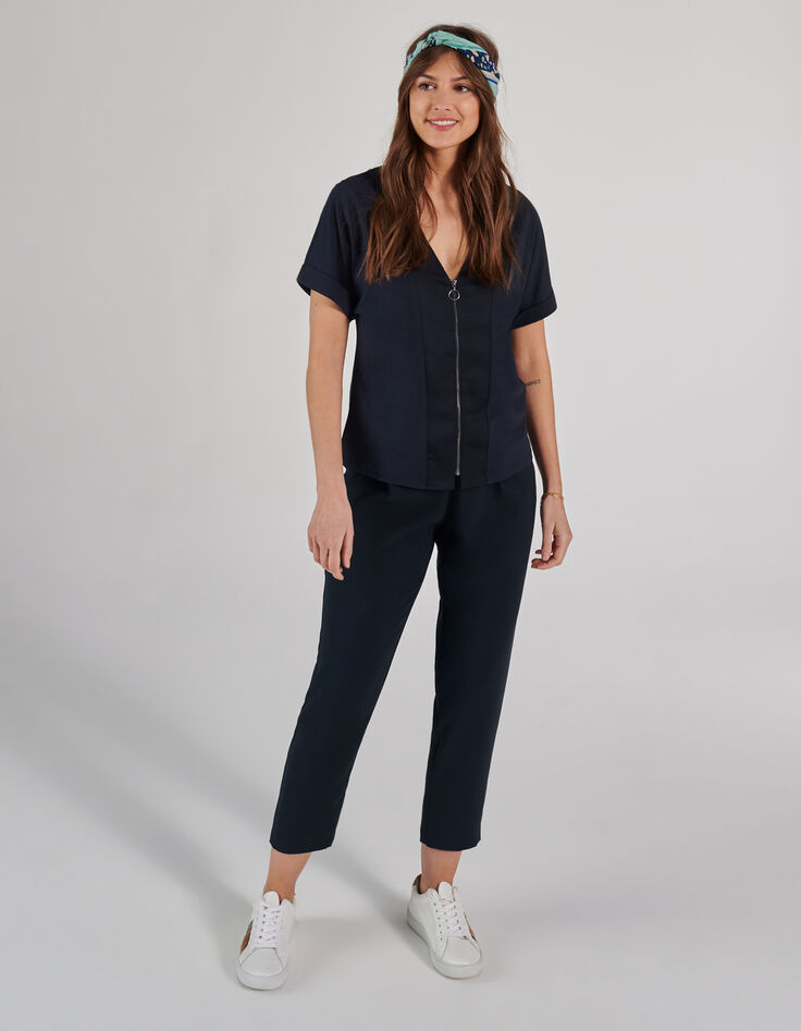 Marine top in twee materialen met rits I.Code-7