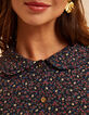 I.Code black shirt with winter floral print-3