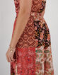 Pantalon large rose thé imprimé patchwork floral I.Code-6