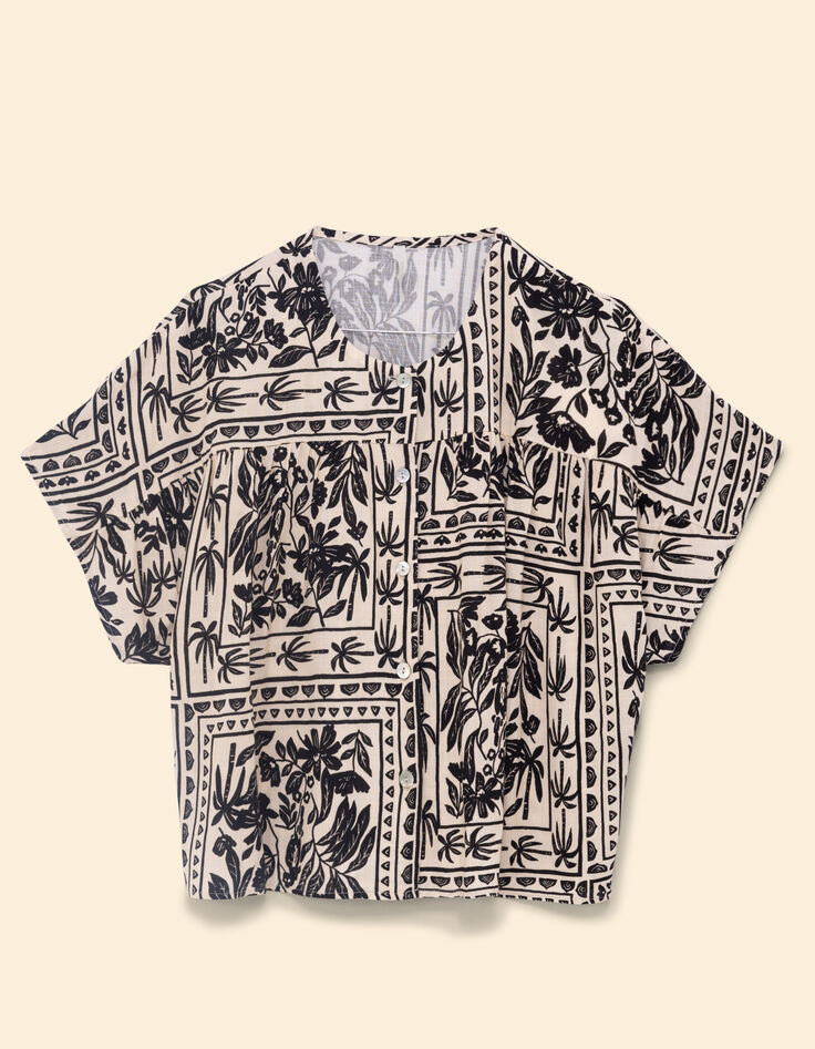 Ecru Pflanze Bandana Druck Top I.Code-6