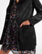 I.Code black Sherpa fur-lined coat-3