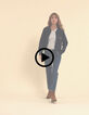 Pantalón vaquero recto azul con flecos I.Code-2
