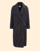 Manteau long noir lainage chiné I.Code-6