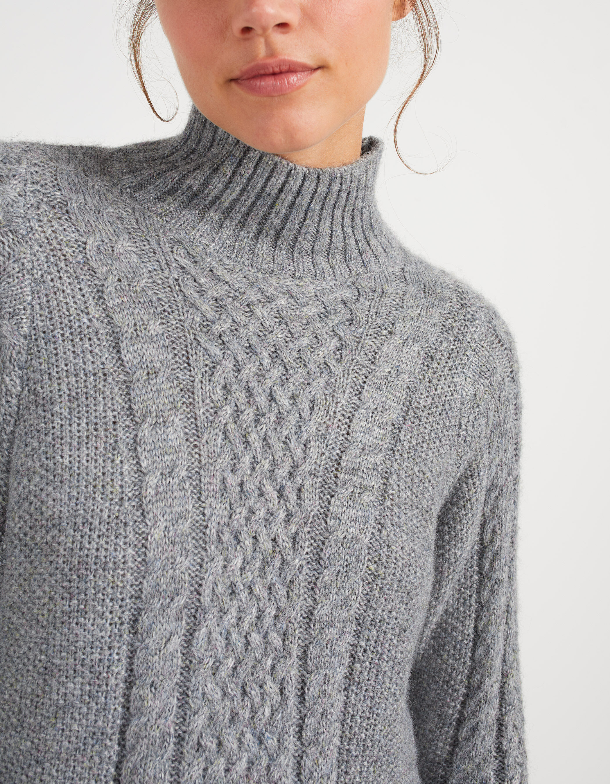 I.Code grey marl cable knit sweater dress