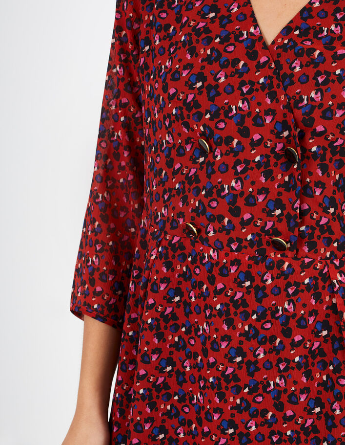 I.Code candy red graphic floral print dress - I.CODE