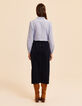 I.Code blue striped blouse with ruff collar and front-4