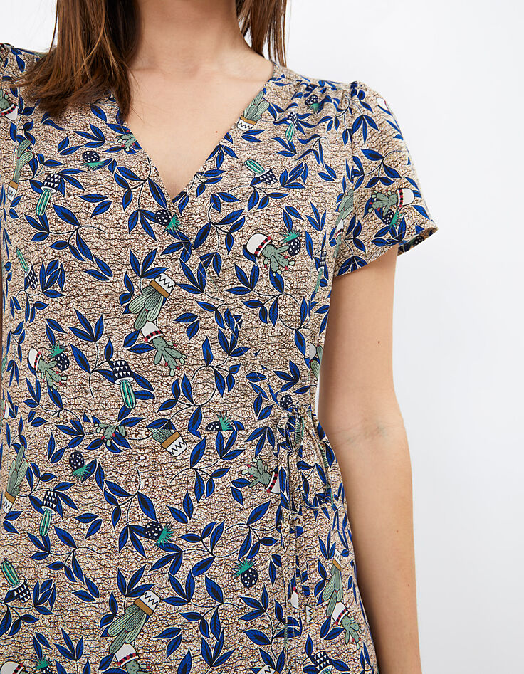 Robe-portefeuille granit imprimé cactus I.Code-4