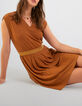 Robe fauve avec élastique rayé lurex or I.Code-1