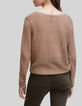 Sesamfarbener Damen-Strickpullover mit Lochmuster-2