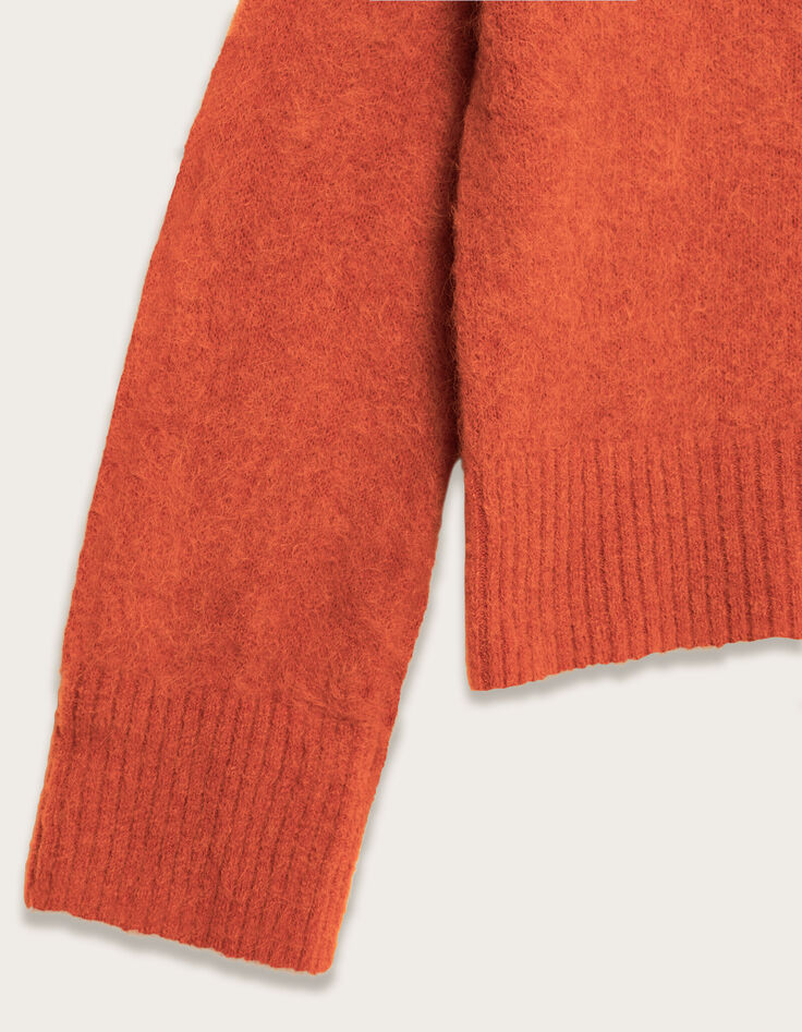 Oranger V-Ausschnitt Pullover Damen Alpaka-Mix-8