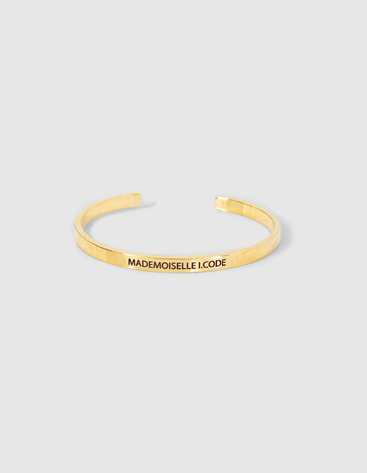 Bangle Up x I.Code engraved gold metal fine bangle-1
