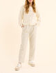 I.Code ecru knit cardigan with palm trees on back-7