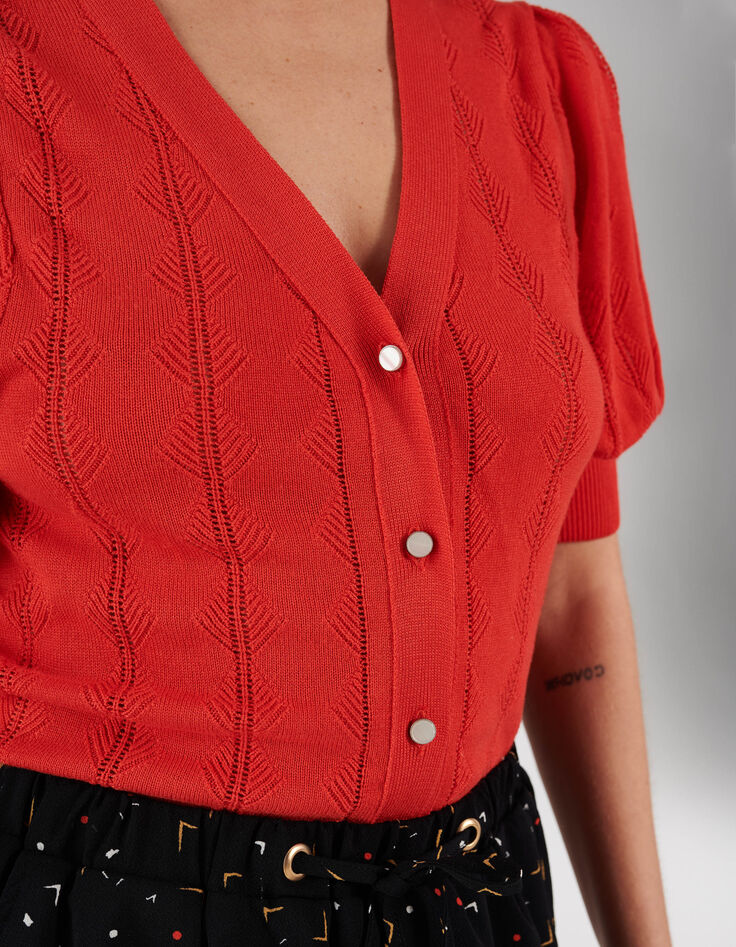 Cardigan abricot tricot à manches courtes I.Code-4 Cardigan abricot tricot à manches courtes I.Code-4