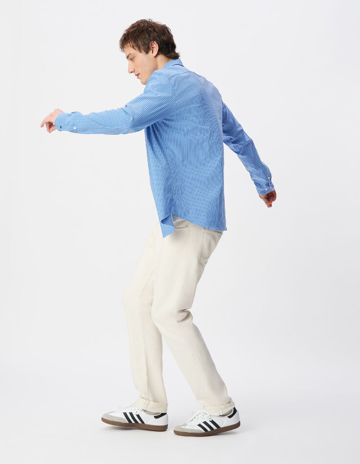 Herren EASY CARE slim blau gestreiftes Hemd-5