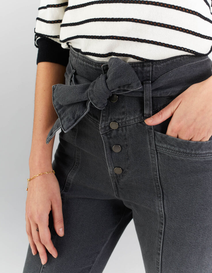 Grijze slouchy jeans inzetten en ceintuur I.Code-7