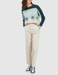 I.Code imperial green palm motif jacquard knit sweater-4