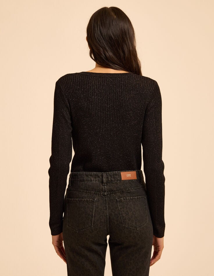 I.Code black lurex knit sweater with ribbing-4 I.Code black lurex knit sweater with ribbing-4