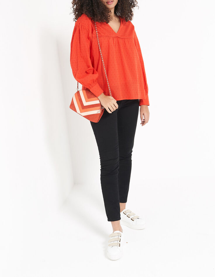 Bluse, Pünktchen-Jacquard, in Spicy Orange I.Code-6 Bluse, Pünktchen-Jacquard, in Spicy Orange I.Code-6