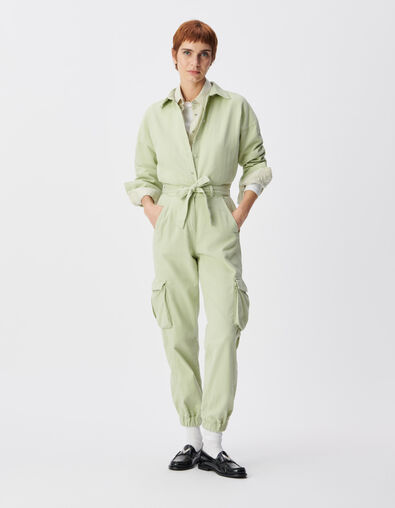 Damen Kampfgeist Mandelgr&uuml;n Denim jumpsuit - IKKS