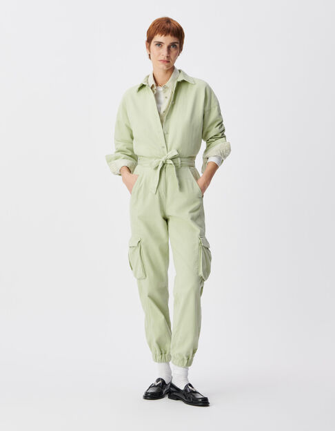 Damen Kampfgeist Mandelgr&uuml;n Denim jumpsuit - IKKS