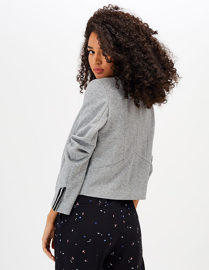Veste gris clair chiné en maille piquée I.Code-4