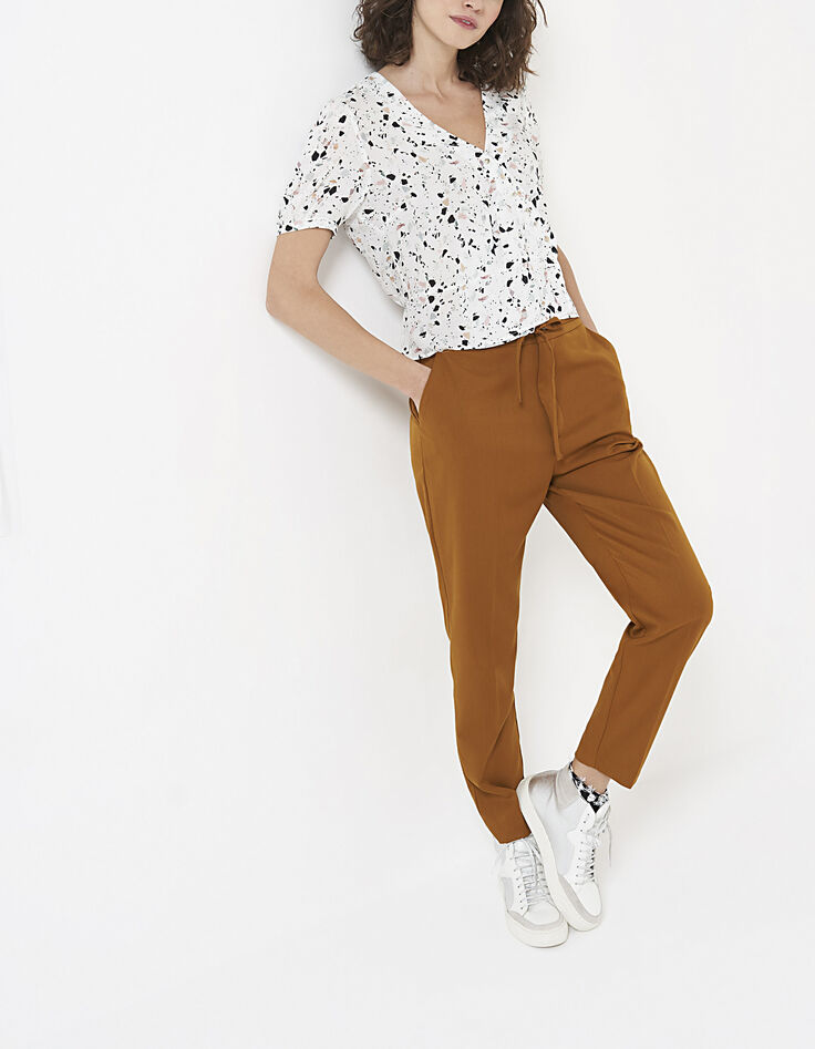 I.Code off-white terrazzo print wrap top-6