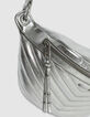 Damen 1440 G&uuml;rteltasche aus gestepptem Leder in Silber-4