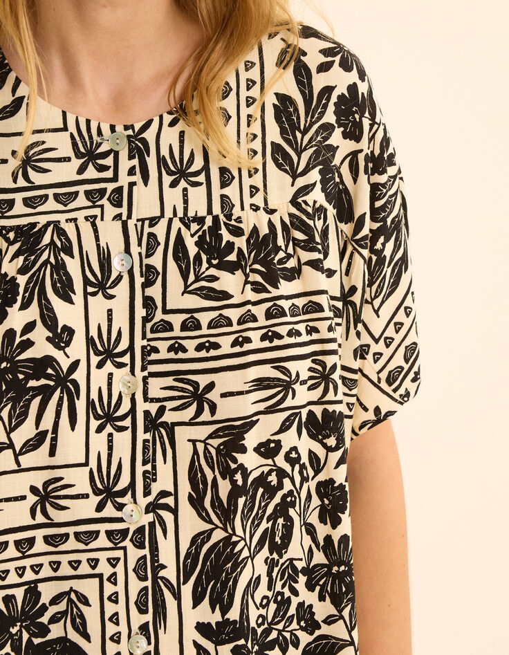 Ecru Pflanze Bandana Druck Top I.Code-5