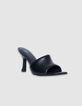 Schwarze Lederpantoffeln Damen-3