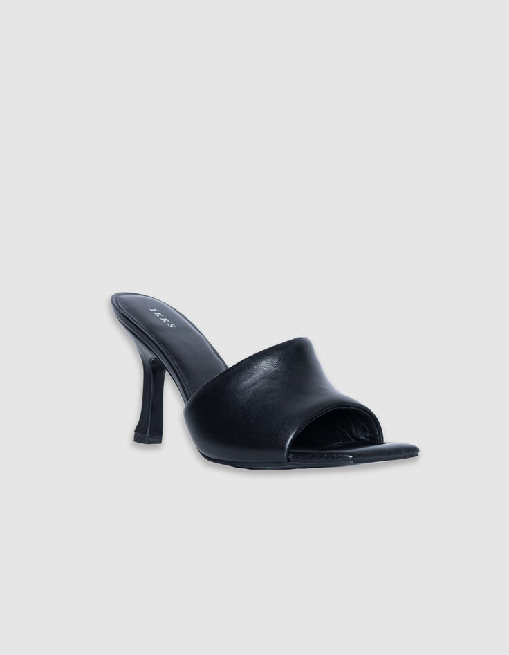 Schwarze Lederpantoffeln Damen-3