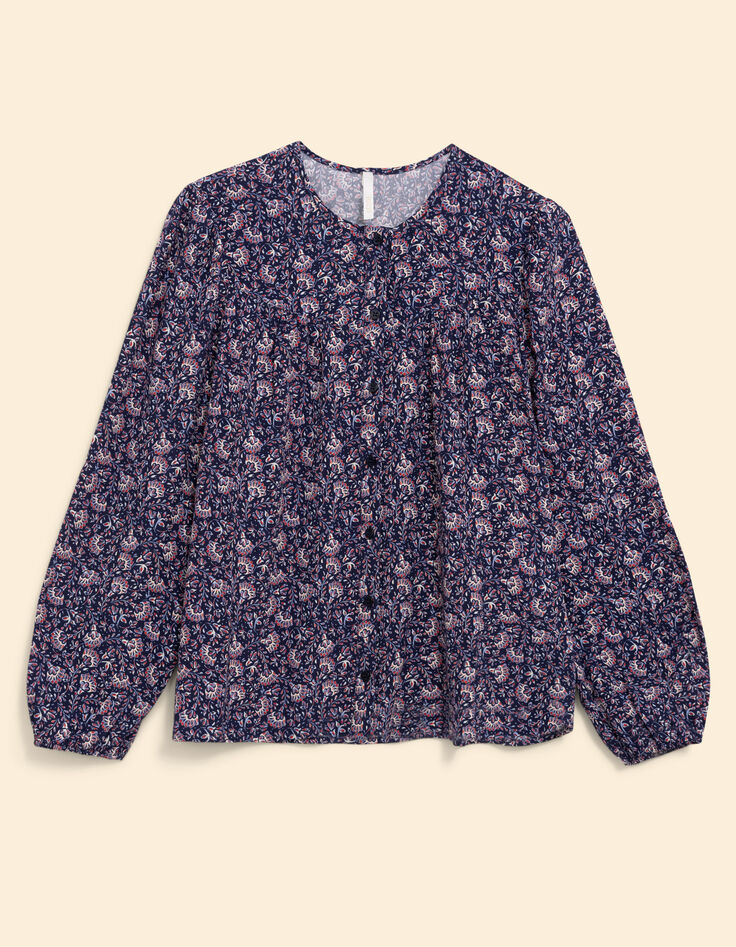 I.Code navy blouse with rock floral print-6