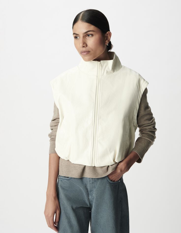 Wei&szlig;e Rockjacke f&uuml;r Damen mit abnehmbaren &Auml;rmeln-4