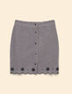 Ecru skirt with gingham pattern and I.Code embroidery-7
