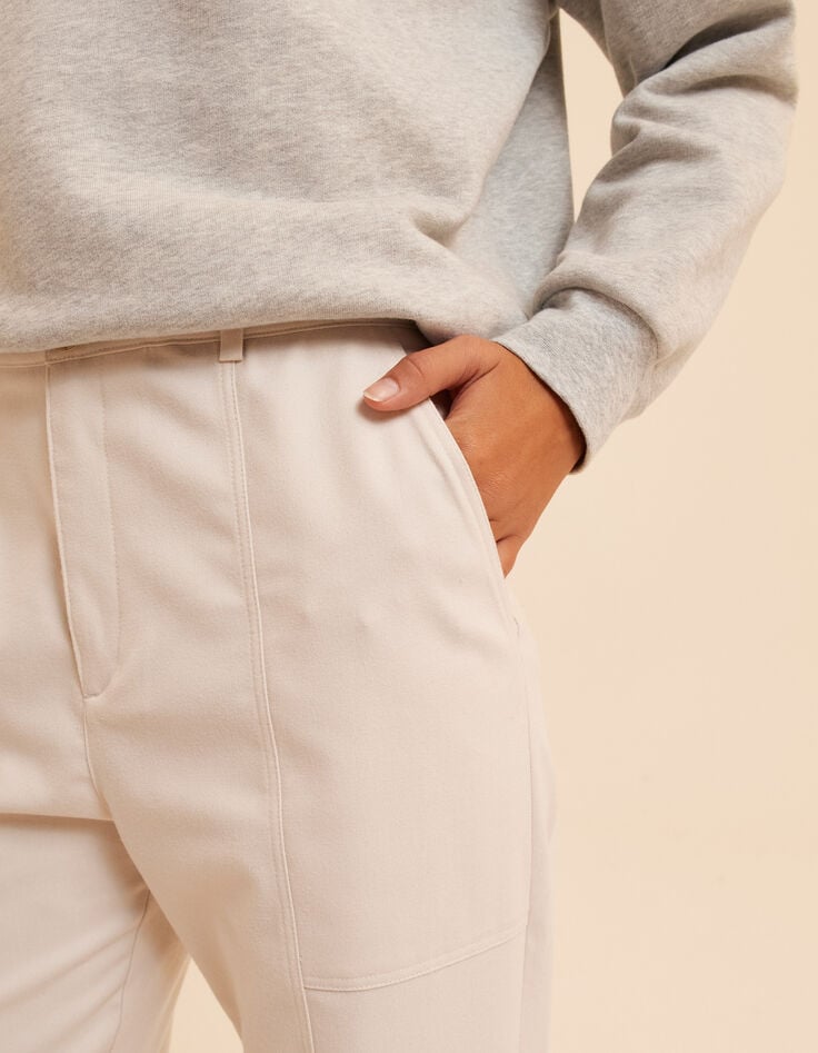 I.Code ecru cargo-style straight trousers-5 I.Code ecru cargo-style straight trousers-5