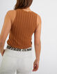 I.Code fawn ribbed knit sleeveless cardigan-3