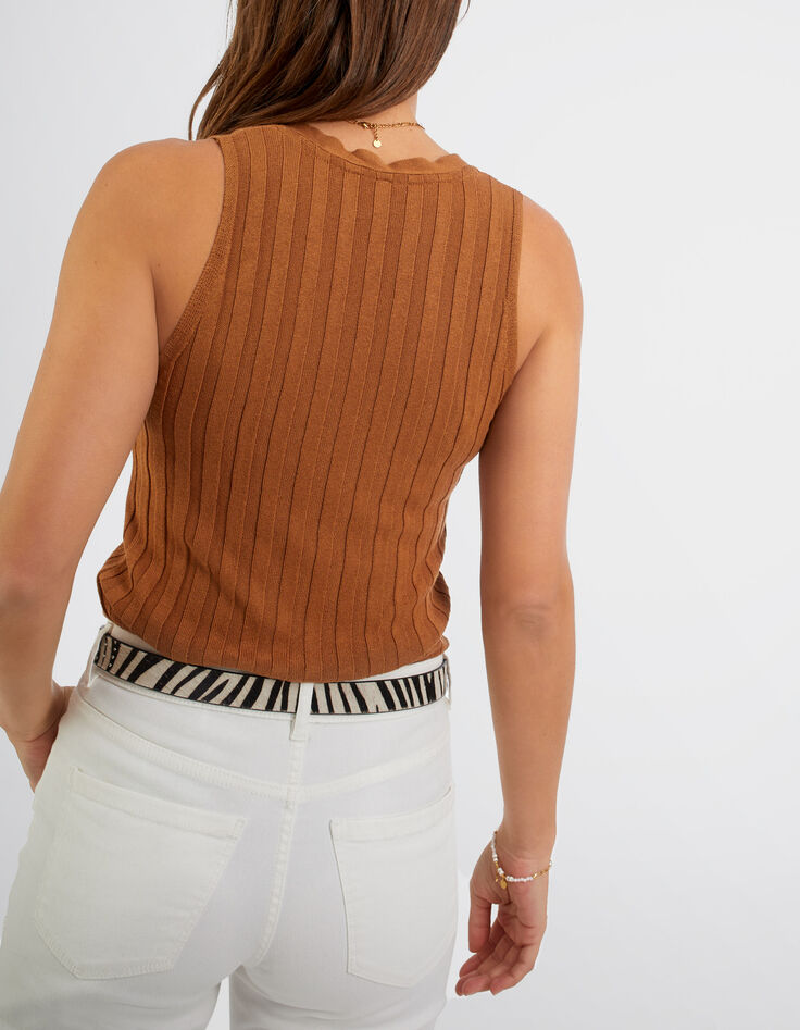 I.Code fawn ribbed knit sleeveless cardigan-3 I.Code fawn ribbed knit sleeveless cardigan-3