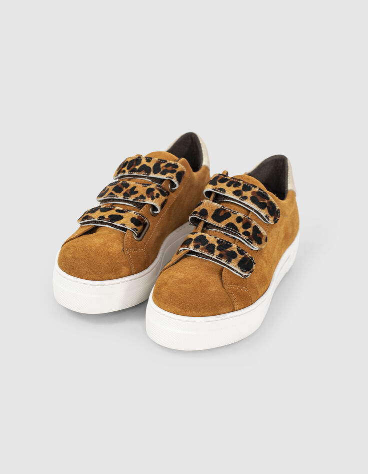 Geelbruine sneakers met velcro luipaard I.Code-2 Geelbruine sneakers met velcro luipaard I.Code-2